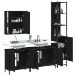 vidaXL Set dulapuri de baie, 4 piese, negru, lemn prelucrat vidaXL Set dulapuri de baie, 4 piese, negru, lemn prelucrat