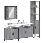 vidaXL Set dulapuri de baie, 4 piese, gri sonoma, lemn prelucrat vidaXL Set dulapuri de baie, 4 piese, gri sonoma, lemn prelucrat