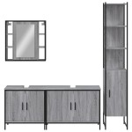 vidaXL Set dulapuri de baie, 4 piese, gri sonoma, lemn prelucrat vidaXL Set dulapuri de baie, 4 piese, gri sonoma, lemn prelucrat