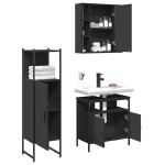 vidaXL Set dulapuri de baie, 3 piese, negru, lemn prelucrat vidaXL Set dulapuri de baie, 3 piese, negru, lemn prelucrat
