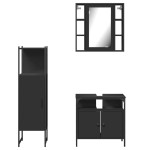 vidaXL Set dulapuri de baie, 3 piese, negru, lemn prelucrat vidaXL Set dulapuri de baie, 3 piese, negru, lemn prelucrat