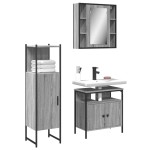 vidaXL Set dulapuri de baie, 3 piese, gri sonoma, lemn prelucrat vidaXL Set dulapuri de baie, 3 piese, gri sonoma, lemn prelucrat