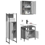 vidaXL Set dulapuri de baie, 3 piese, gri sonoma, lemn prelucrat vidaXL Set dulapuri de baie, 3 piese, gri sonoma, lemn prelucrat