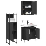 vidaXL Set dulapuri de baie, 3 piese, negru, lemn prelucrat vidaXL Set dulapuri de baie, 3 piese, negru, lemn prelucrat