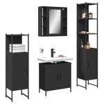 vidaXL Set dulapuri de baie, 4 piese, negru, lemn prelucrat vidaXL Set dulapuri de baie, 4 piese, negru, lemn prelucrat