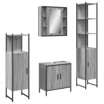 vidaXL Set dulapuri de baie, 4 piese, gri sonoma, lemn prelucrat vidaXL Set dulapuri de baie, 4 piese, gri sonoma, lemn prelucrat