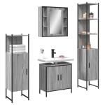 vidaXL Set dulapuri de baie, 4 piese, gri sonoma, lemn prelucrat vidaXL Set dulapuri de baie, 4 piese, gri sonoma, lemn prelucrat
