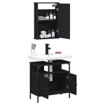 vidaXL Set mobilier de baie, 2 piese, negru, lemn compozit vidaXL Set mobilier de baie, 2 piese, negru, lemn compozit
