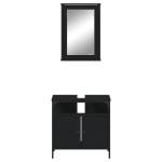 vidaXL Set mobilier de baie, 2 piese, negru, lemn compozit vidaXL Set mobilier de baie, 2 piese, negru, lemn compozit
