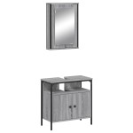 vidaXL Set mobilier de baie, 2 piese, gri sonoma, lemn prelucrat vidaXL Set mobilier de baie, 2 piese, gri sonoma, lemn prelucrat