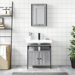 vidaXL Set mobilier de baie, 2 piese, gri sonoma, lemn prelucrat vidaXL Set mobilier de baie, 2 piese, gri sonoma, lemn prelucrat