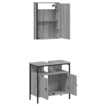 vidaXL Set mobilier de baie, 2 piese, gri sonoma, lemn prelucrat vidaXL Set mobilier de baie, 2 piese, gri sonoma, lemn prelucrat