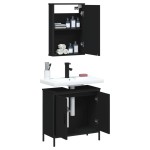 vidaXL Set mobilier de baie, 2 piese, negru, lemn compozit vidaXL Set mobilier de baie, 2 piese, negru, lemn compozit