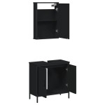 vidaXL Set mobilier de baie, 2 piese, negru, lemn compozit vidaXL Set mobilier de baie, 2 piese, negru, lemn compozit