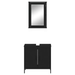 vidaXL Set mobilier de baie, 2 piese, negru, lemn compozit vidaXL Set mobilier de baie, 2 piese, negru, lemn compozit