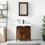 vidaXL Set mobilier de baie, 2 piese, stejar fumuriu, lemn prelucrat vidaXL Set mobilier de baie, 2 piese, stejar fumuriu, lemn prelucrat