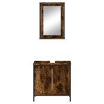 vidaXL Set mobilier de baie, 2 piese, stejar fumuriu, lemn prelucrat vidaXL Set mobilier de baie, 2 piese, stejar fumuriu, lemn prelucrat