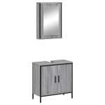 vidaXL Set mobilier de baie, 2 piese, gri sonoma, lemn prelucrat vidaXL Set mobilier de baie, 2 piese, gri sonoma, lemn prelucrat