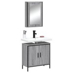 vidaXL Set mobilier de baie, 2 piese, gri sonoma, lemn prelucrat vidaXL Set mobilier de baie, 2 piese, gri sonoma, lemn prelucrat
