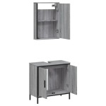 vidaXL Set mobilier de baie, 2 piese, gri sonoma, lemn prelucrat vidaXL Set mobilier de baie, 2 piese, gri sonoma, lemn prelucrat