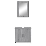 vidaXL Set mobilier de baie, 2 piese, gri sonoma, lemn prelucrat vidaXL Set mobilier de baie, 2 piese, gri sonoma, lemn prelucrat