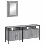 vidaXL Set mobilier de baie, 3 piese, gri sonoma, lemn prelucrat vidaXL Set mobilier de baie, 3 piese, gri sonoma, lemn prelucrat