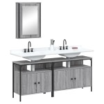 vidaXL Set mobilier de baie, 3 piese, gri sonoma, lemn prelucrat vidaXL Set mobilier de baie, 3 piese, gri sonoma, lemn prelucrat