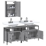 vidaXL Set mobilier de baie, 3 piese, gri sonoma, lemn prelucrat vidaXL Set mobilier de baie, 3 piese, gri sonoma, lemn prelucrat