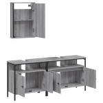 vidaXL Set mobilier de baie, 3 piese, gri sonoma, lemn prelucrat vidaXL Set mobilier de baie, 3 piese, gri sonoma, lemn prelucrat