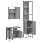 vidaXL Set mobilier de baie, 3 piese, gri sonoma, lemn prelucrat vidaXL Set mobilier de baie, 3 piese, gri sonoma, lemn prelucrat