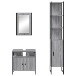 vidaXL Set mobilier de baie, 3 piese, gri sonoma, lemn prelucrat vidaXL Set mobilier de baie, 3 piese, gri sonoma, lemn prelucrat