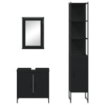 vidaXL Set mobilier de baie, 3 piese, negru, lemn compozit vidaXL Set mobilier de baie, 3 piese, negru, lemn compozit