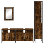 vidaXL Set mobilier de baie, 4 piese, stejar fumuriu, lemn prelucrat vidaXL Set mobilier de baie, 4 piese, stejar fumuriu, lemn prelucrat