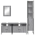 vidaXL Set mobilier de baie, 4 piese, gri sonoma, lemn prelucrat