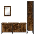 vidaXL Set mobilier de baie, 4 piese, stejar fumuriu, lemn prelucrat