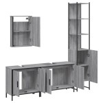 vidaXL Set mobilier de baie, 4 piese, gri sonoma, lemn prelucrat