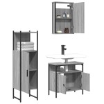 vidaXL Set mobilier de baie, 3 piese, gri sonoma, lemn prelucrat vidaXL Set mobilier de baie, 3 piese, gri sonoma, lemn prelucrat