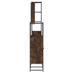 vidaXL Set mobilier de baie, 4 piese, stejar fumuriu, lemn prelucrat