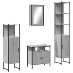 vidaXL Set mobilier de baie, 4 piese, gri sonoma, lemn prelucrat