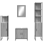 vidaXL Set mobilier de baie, 4 piese, gri sonoma, lemn prelucrat