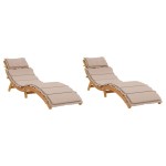 vidaXL Șezlonguri cu perne, 2 buc., taupe, lemn masiv de acacia vidaXL Șezlonguri cu perne, 2 buc., taupe, lemn masiv de acacia