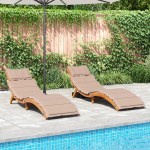 vidaXL Șezlonguri cu perne, 2 buc., taupe, lemn masiv de acacia vidaXL Șezlonguri cu perne, 2 buc., taupe, lemn masiv de acacia