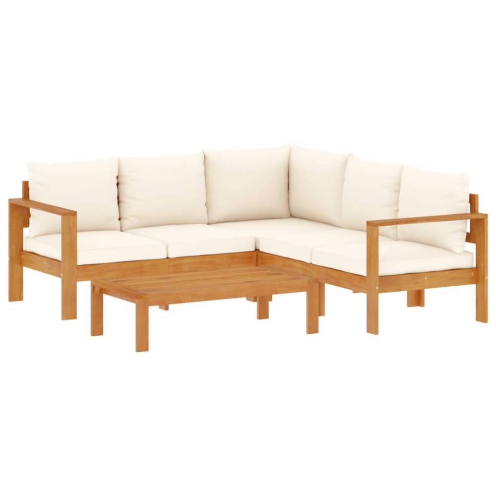 vidaXL Set canapele de grădină cu perne, 4 piese, lemn masiv de acacia