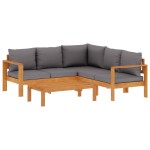 vidaXL Set canapele de grădină cu perne, 4 piese, lemn masiv de acacia