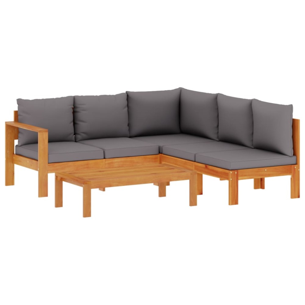 vidaXL Set canapele de grădină cu perne, 4 piese, lemn masiv de acacia