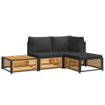 vidaXL Set canapele de grădină cu perne, 4 piese, lemn masiv de acacia vidaXL Set canapele de grădină cu perne, 4 piese, lemn masiv de acacia