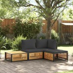 vidaXL Set canapele de grădină cu perne, 4 piese, lemn masiv de acacia vidaXL Set canapele de grădină cu perne, 4 piese, lemn masiv de acacia