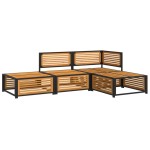 vidaXL Set canapele de grădină cu perne, 4 piese, lemn masiv de acacia vidaXL Set canapele de grădină cu perne, 4 piese, lemn masiv de acacia