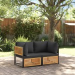 vidaXL Set canapea de grădină, 2 piese, cu perne, lemn masiv de acacia