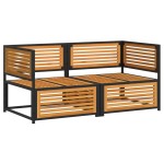 vidaXL Set canapea de grădină, 2 piese, cu perne, lemn masiv de acacia